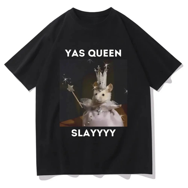 Queen Street Fashion - 슬픈 햄스터 티셔츠 Funny Yas Queen